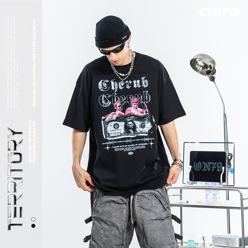 メンズファッション ラウンドネック 半袖tシャツ 男女兼用 ストリート系トップス 春夏 22新作 全2色 Watsons Biz Id