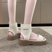 　サンダル　丸トウ　レディース　韓国ファッション　カジュアル　厚底靴