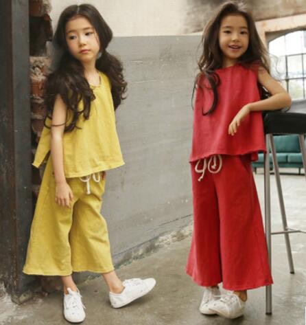 夏　子供服　トップス　ワイドパンツ　女の子　セットアップ　2点セット　カジュアル 4色