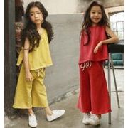 夏　子供服　トップス　ワイドパンツ　女の子　セットアップ　2点セット　カジュアル 4色