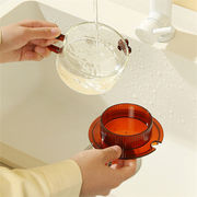 ガラス ウォーターカップ 家庭用 朝食用カップ 大人気 オフィス カップ 蓋付き