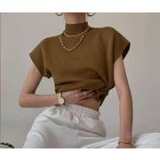 【YAYA】夏新作　高級感　ニット服　半袖シャツ　ニットシャツ　ニットウェア　韓国風　3色