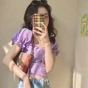 夏新作 女 レディース  パフスリーブ シャツ ブラウス半袖 インナー  トップスカーディガン