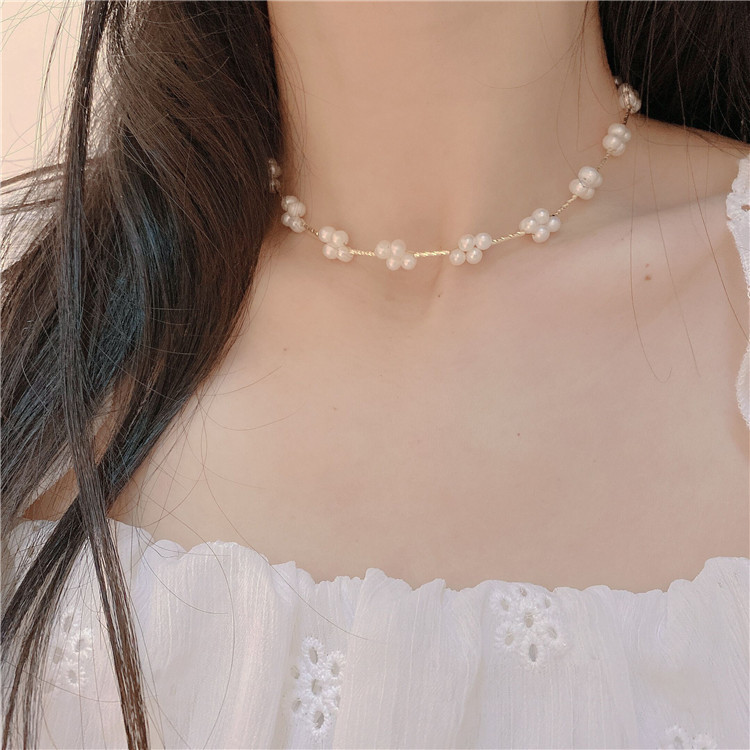パールネックレス　 デザイン　淡水パール　アクセサリー　韓国ファッション　真珠　高級感