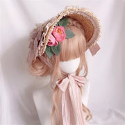 麦わら帽子 フラットハット Lolita エレガント 新品 手作り 牧歌的なスタイル
