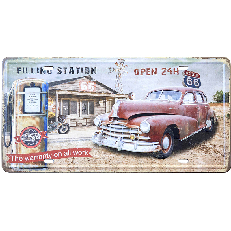 アンティーク メタルエンボスプレート(WIDE)★FILLING STATION★