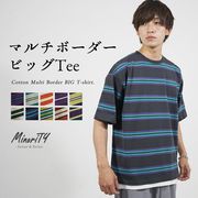 【SALE】マルチボーダービッグシルエットクルーネックTシャツ／MinoriTY