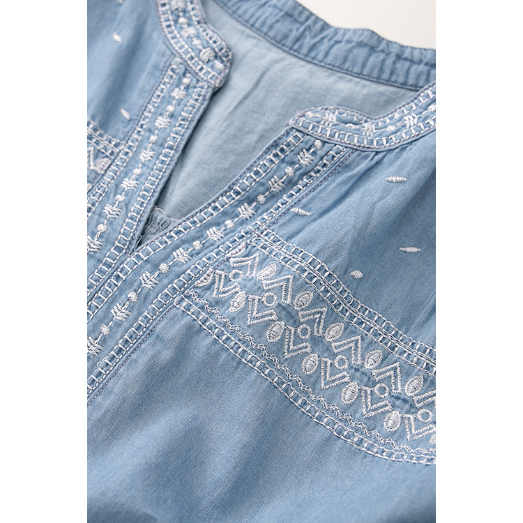 綿100％・刺繍デニムチュニック A*maran 問屋・仕入れ・卸・卸売の専門