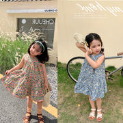 【2022春夏新作】可愛い 花柄  女の子 キッズワンピース 2色 ラッパ袖 ゆとり 半袖 ワンピース 韓国子供服