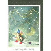 グリーティングカード クリスマスカード「ライトアップ」メッセージカード ハリネズミ