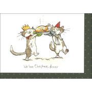 グリーティングカード クリスマスカード「クリスマスディナー」猫 メッセージカード