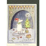 グリーティングカード クリスマス「クリスマスの光(キラキラ)」メッセージカード ねずみ
