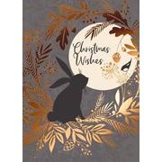 グリーティングカード クリスマス「月とウサギ」メッセージカード ウサギ コマドリ