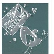 グリーティングカード 誕生日/バースデー「手紙をくわえた小鳥」小動物