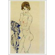 ポストカード アート シーレ「裸婦と青い布」名画 郵便はがき