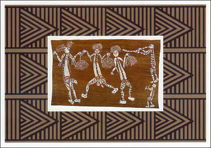 ポストカード アート オセアニアンアート「三人のダンサーと二人のミュージシャン」名画 郵便はがき