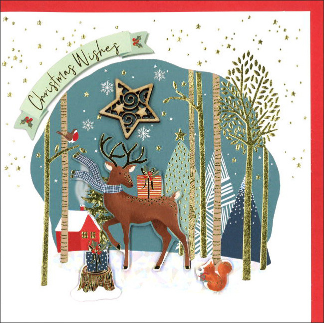 グリーティングカード クリスマス「トナカイとプレゼント」メッセージカード