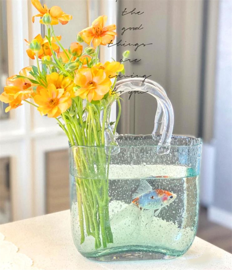 花瓶 魚タンク リビングルーム 家庭 バブル ショッピングバッグ クリエイティブ 生態魚タンク