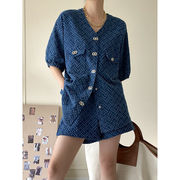 初回送料無料新しい夏のデニムトップツーピースショーツ半袖ファッション人気商品オシャレ