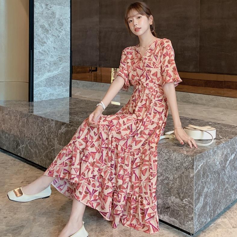 リゾートワンピース レディース 夏 サマードレス ロング シフォン Aライン 2108-12