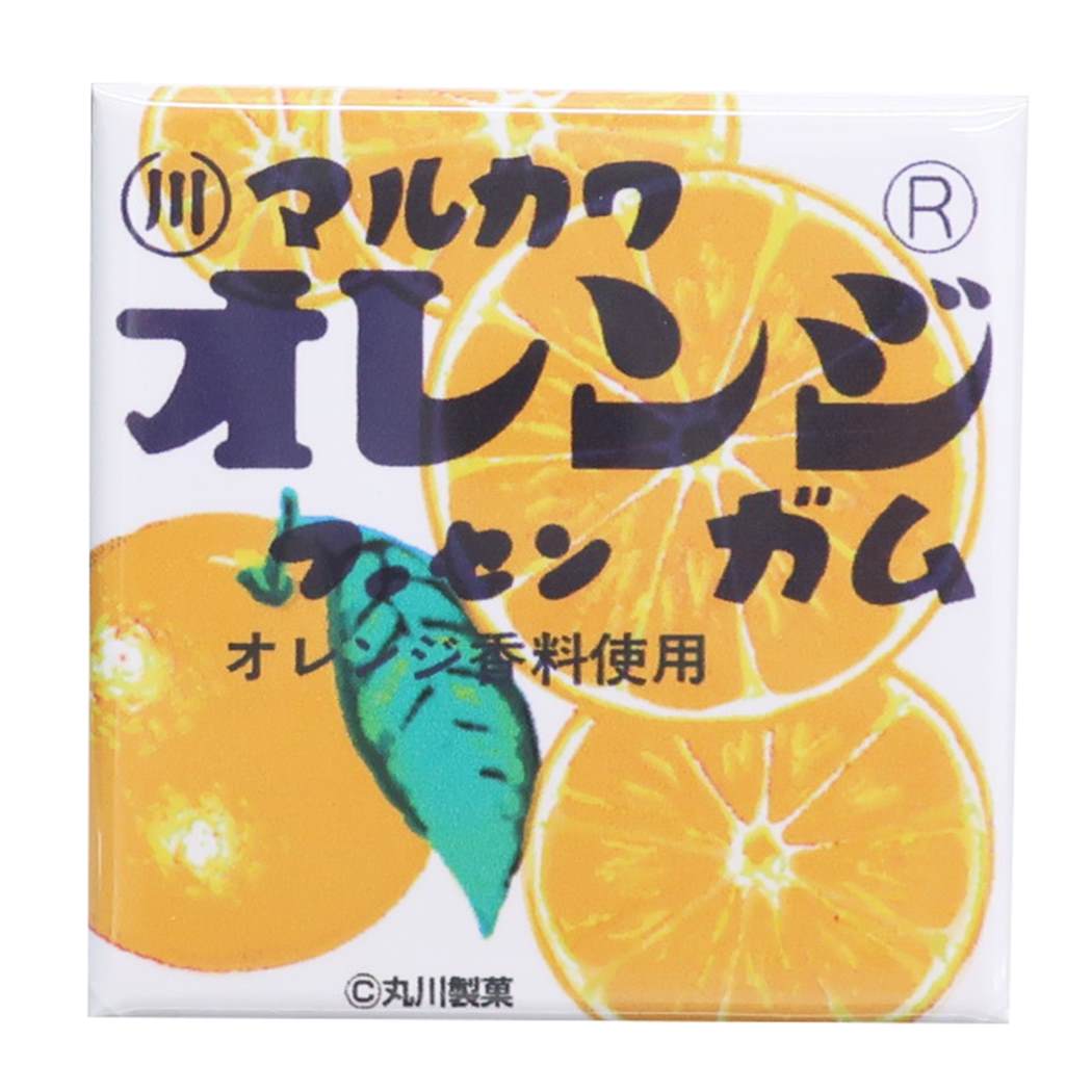 缶バッジ】昭和レトロ駄菓子 40mm四角カンバッジ オレンジフーセンガム ...