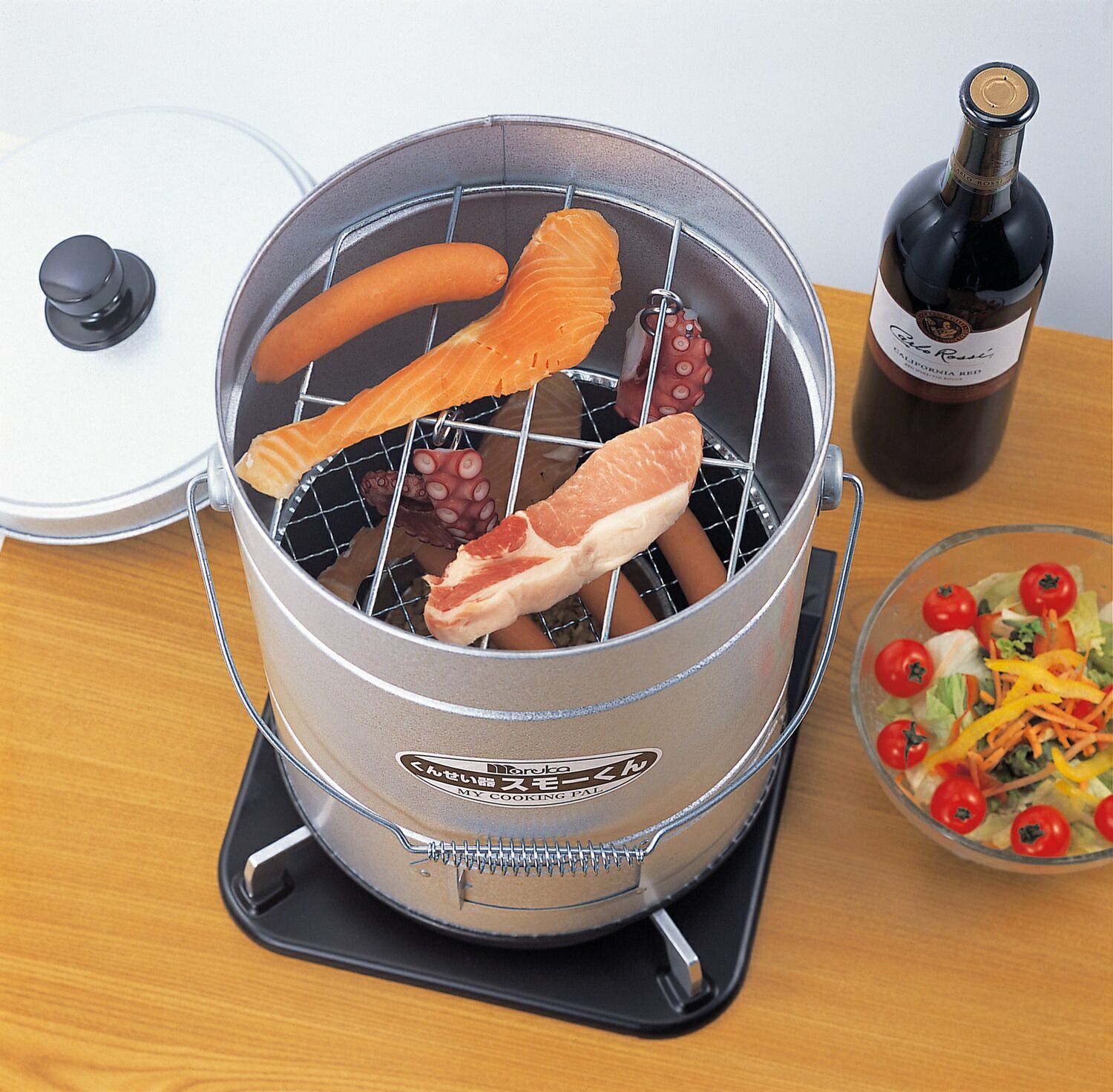 スモーくんDX 網つき スモーク皿 お手軽 燻製器 熱燻 温燻 対応 マルカ 燻製 BBQ ホームパーティ
