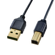 サンワサプライ 極細USBケーブル (USB2.0 A-Bタイプ) 1m ブラック KU2