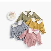 秋　ピーターパン襟　ベビーロンパース　女の子　男の子　無地　カバーオール 子供服　出産祝い