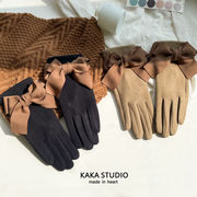 手袋　レディース　韓国ファッション　秋冬　デザイン　5本指 　リボン