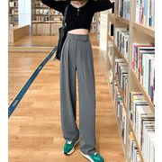 デイリーに使える 韓国ファッション ワイドパンツ カジュアル ロングパンツ 夏 気質 ハイウエスト