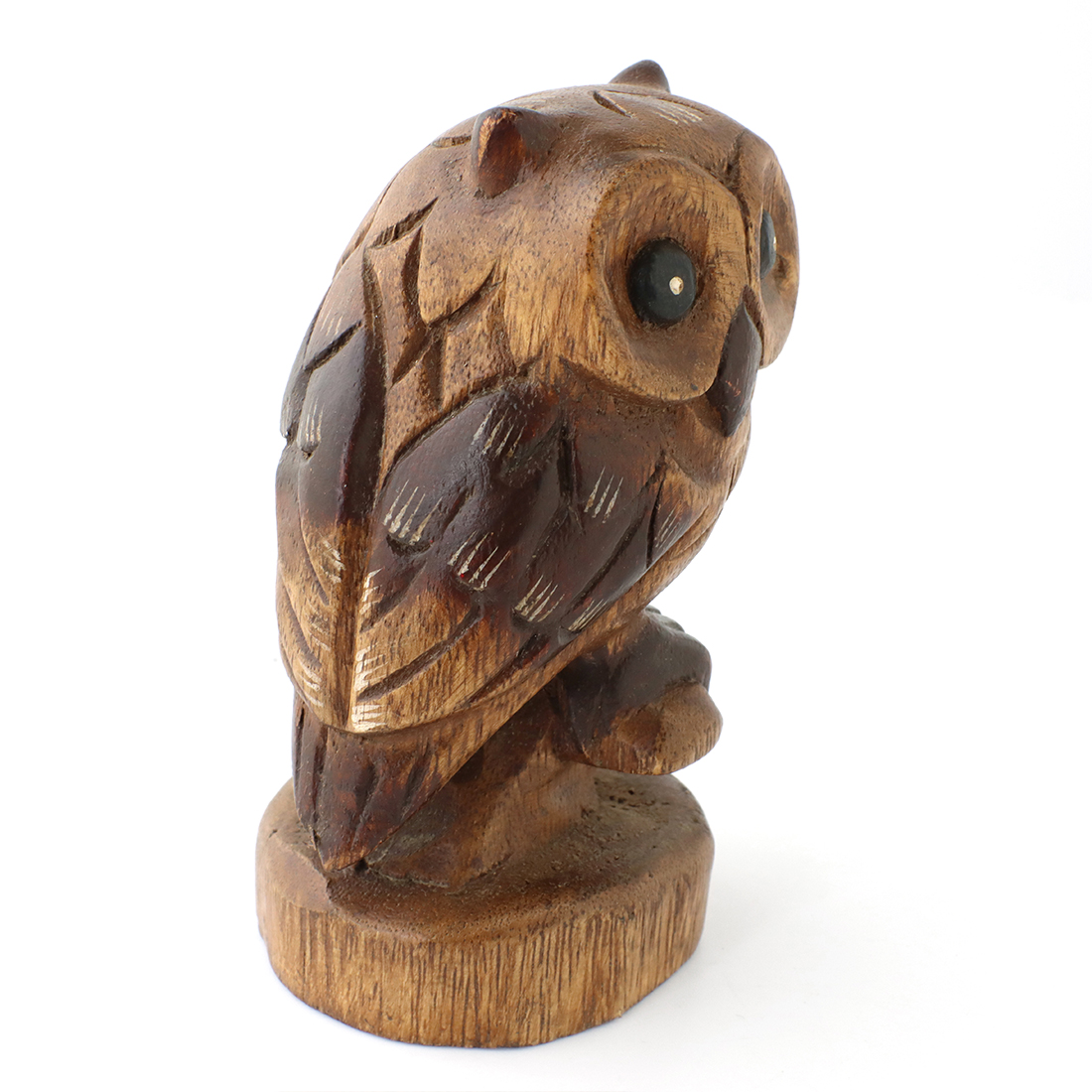 木製フクロウの彫刻 約20cm 木製フクロウの彫刻 約20cm