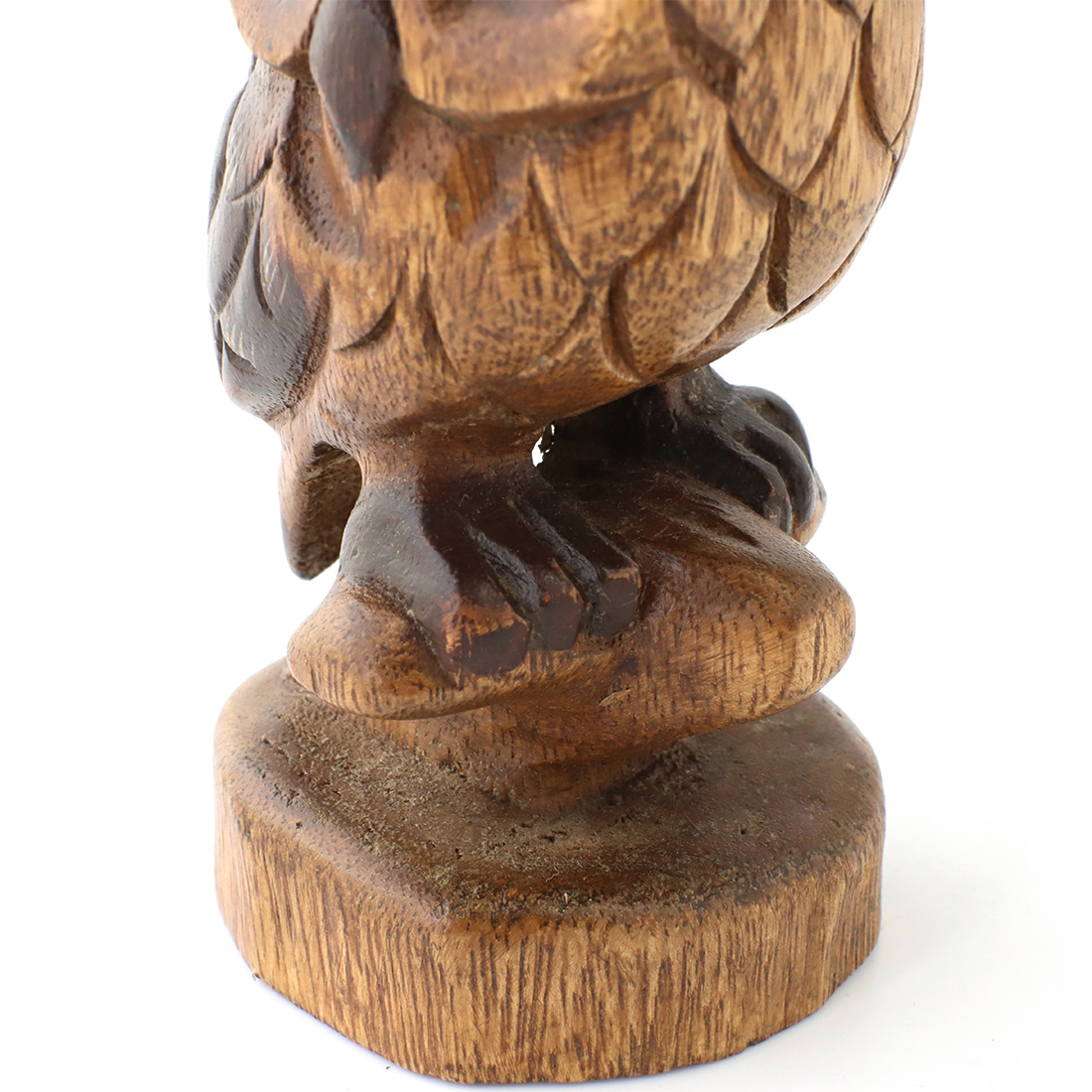 タイ製　木彫のふくろう 木彫 木乗りフクロウ S[木製 ウッド 置物 梟 ふくろう タイ