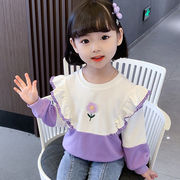 韓国子供服  女の子  可愛い   ラウンドネック   長袖  パーカー  カジュアル  トップス   春秋