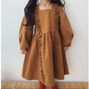 春夏新作　子供　ワンピース 　女の子　韓国ファッション　シンプル　カジュアル　綿麻 2色