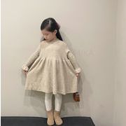 2022秋冬新品  韓国風子供服　キッズ長袖  メリヤス セーター　デザイン感  ワンピース  80-140cm