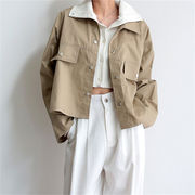 INS 秋新作  レトロ 合わせやすい ゆったり 長袖 折り襟 シングルブレスト  ジャケット