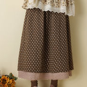 初回送料無料　秋の新作 コットンリネン ゆったり 大きいサイズ Aラインスカート スカート