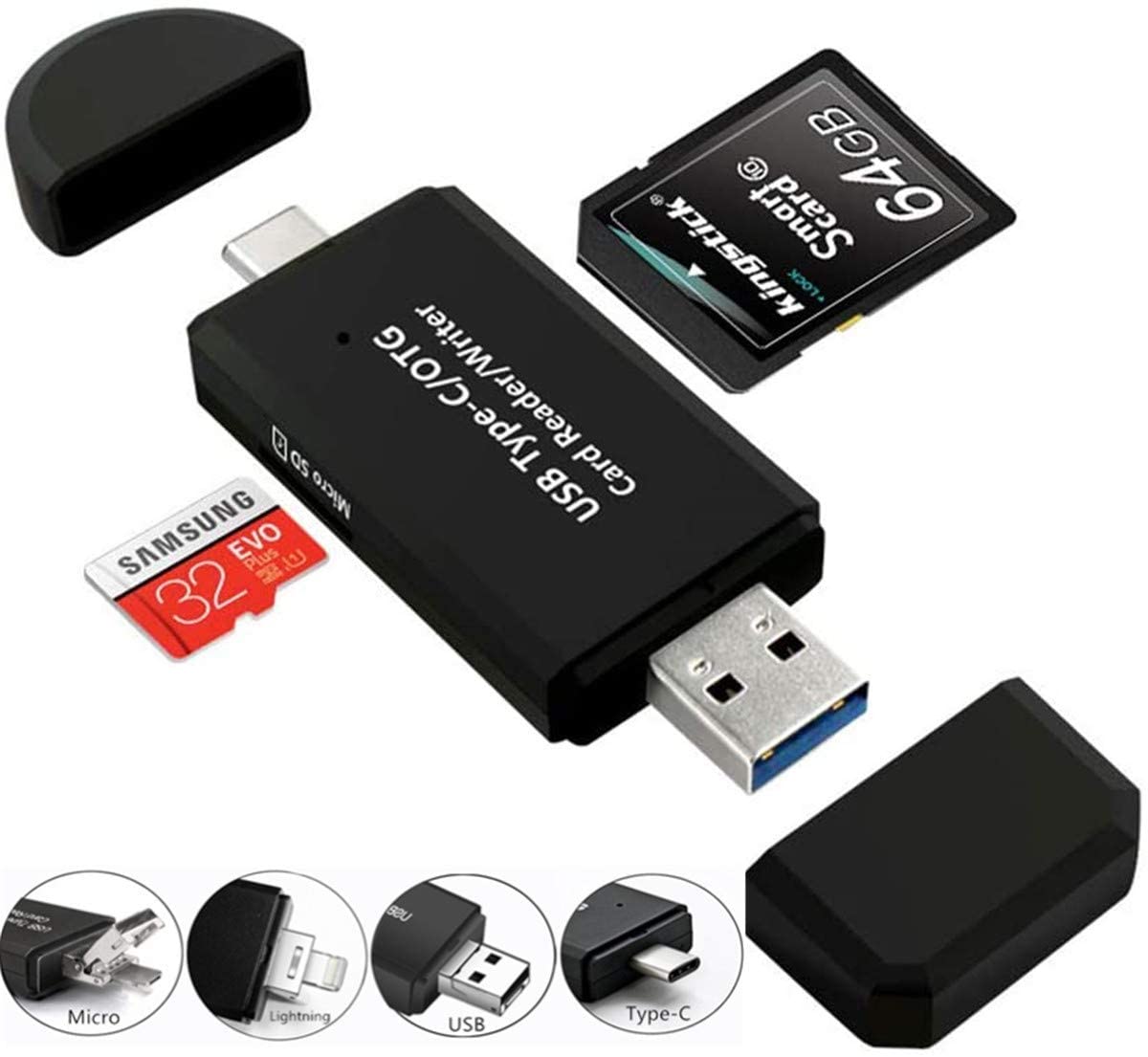 SDカードリーダー 4in1【Lightning/Type-c/USB/Micro USB】 メモリカードリーダー マルチカード
