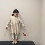 2022秋冬新作 韓国風子供服　キッズ服  セーター　暖か  ニットのスカート  ワンピース  ピュアカラー