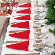 クリスマス インテリア小物 クリスマス 飾り 食器カバー サンタ帽 フォーク ナイフ スプーン ポケット