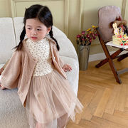 韓国子供服   女の子   可愛い    花柄  ワンピース   チュール   ファッション   子供服 お姫様  春秋