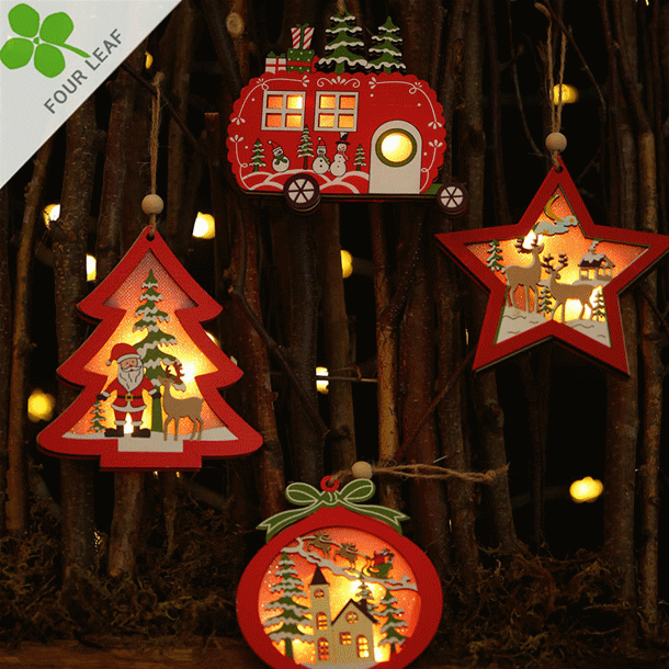 Christmas限定 壁飾り 木製チャーム LED クリスマス用品 クリスマス飾り 部屋飾り クリスマスグッズ