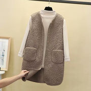 大人の魅力高まる 韓国ファッション 子羊の毛 ベスト 秋 タンクトップ コート 毛皮一体 スリム