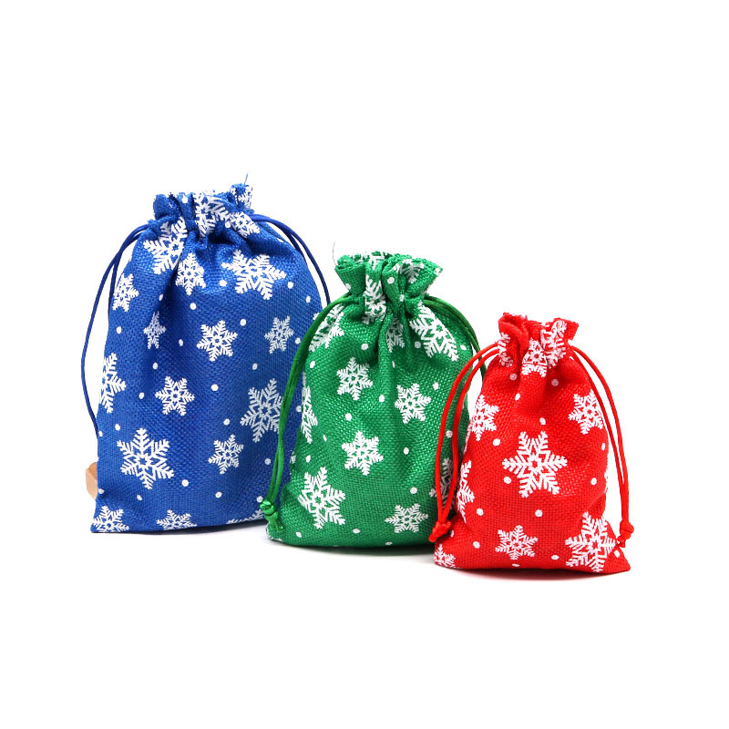 巾着袋　布袋雪の結晶　ラッピング袋　プレゼント袋　ギフトポーチ　クリスマス　アクセサリー入れ梱包資材