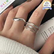 設計感 指輪 S925コーティング 調節可能 レトロ 韓国風 ファッション