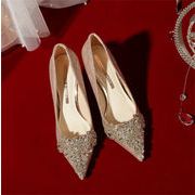 花嫁靴 クリスタルシューズ デザインセンス ポインテッドトゥ シューズ ハイヒール ファインヒール