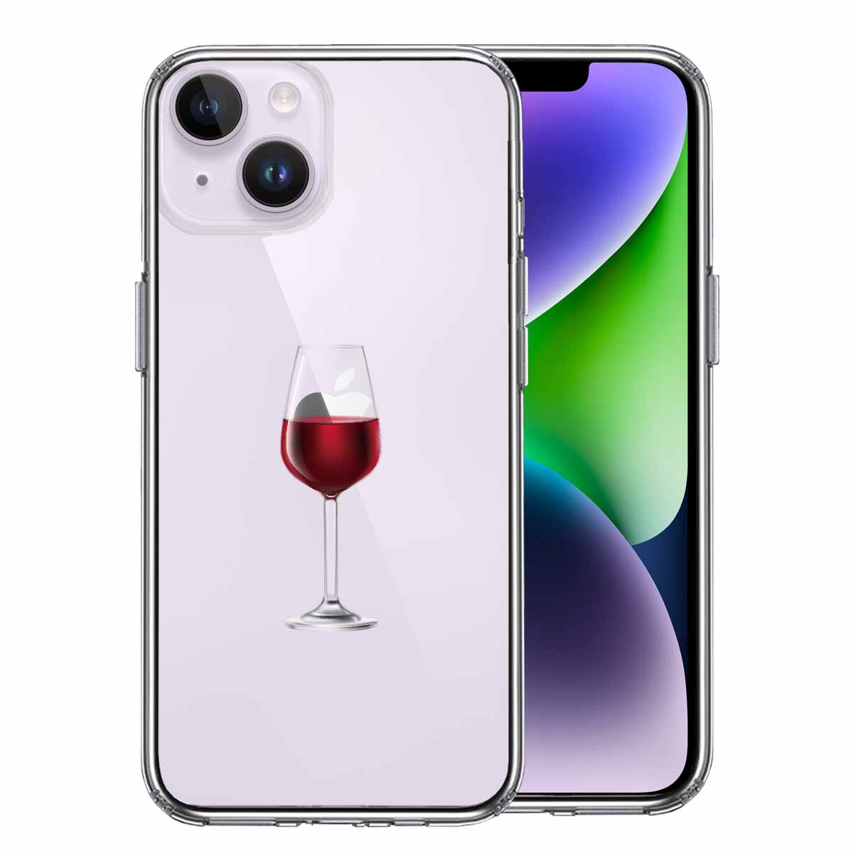 iPhone14 側面ソフト 背面ハード ハイブリッド クリア ケース ジャケット 赤ワイン