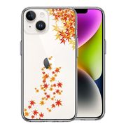 iPhone14 側面ソフト 背面ハード ハイブリッド クリア ケース 季節 紅葉 もみじ 秋