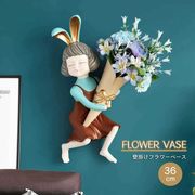 【在庫限り】花瓶 インテリア 壁掛け 少女 うさ耳 花器 個性的 革新的 飾り 工芸品