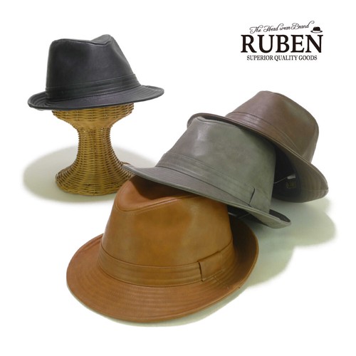 Rubenエコレザーハット（中折）　ヤング帽子